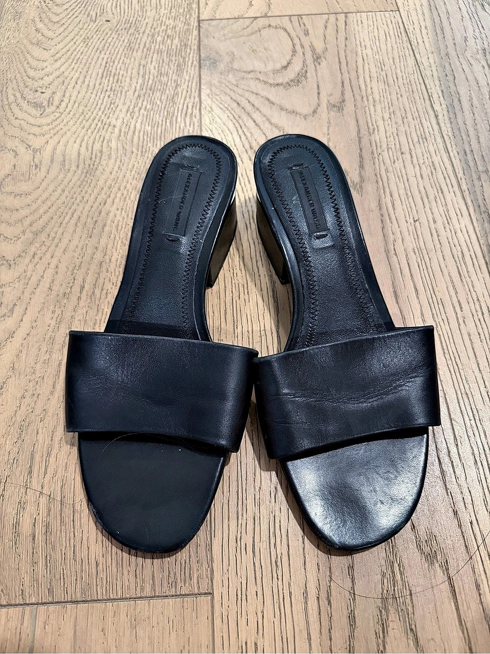 Alexander Wang Lou Black Leather Cut-Out Heel Slide Sandals - 37